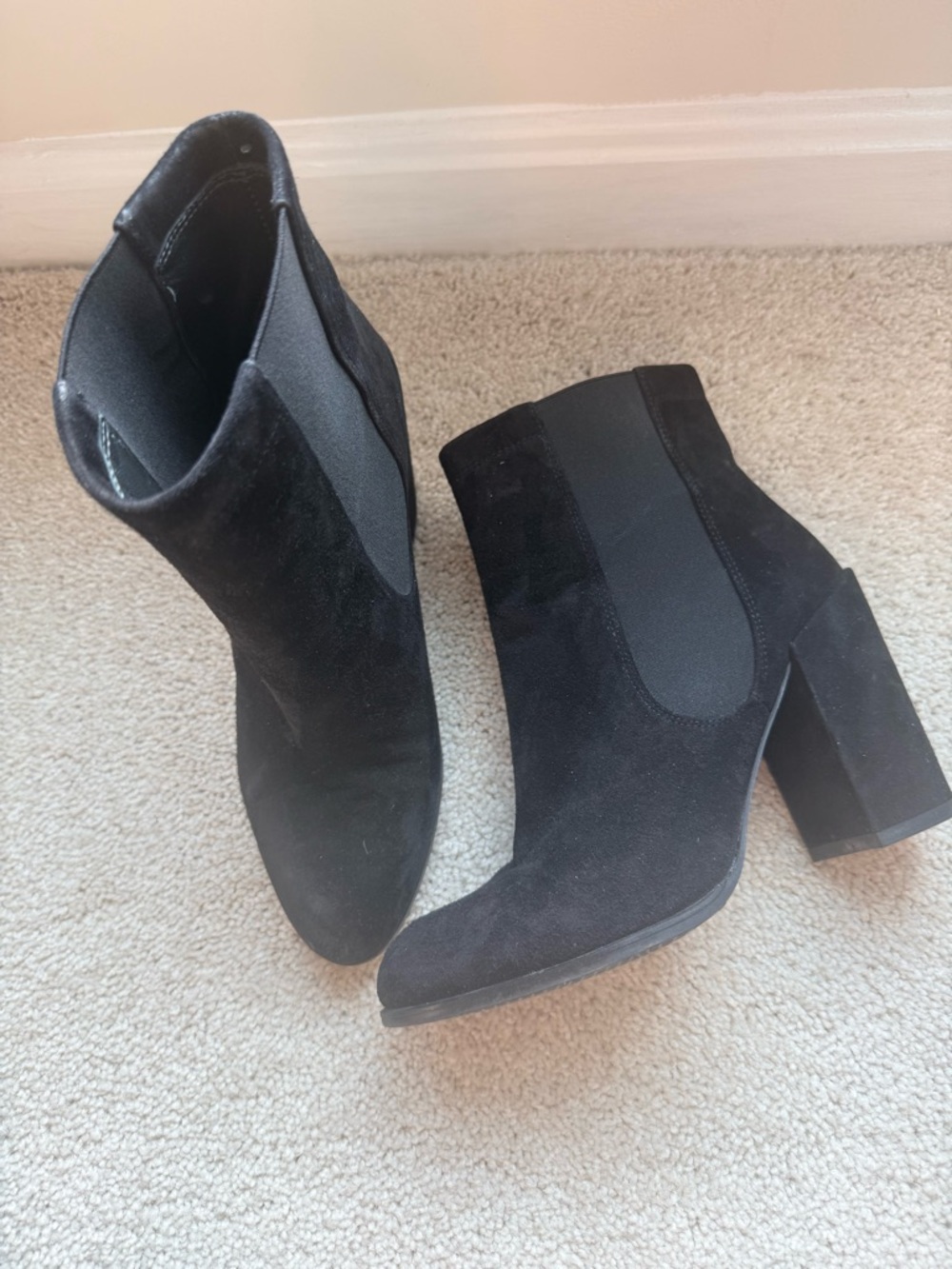 Stewart Weitzman Black Suede Block Heel Ankle Boots - Women